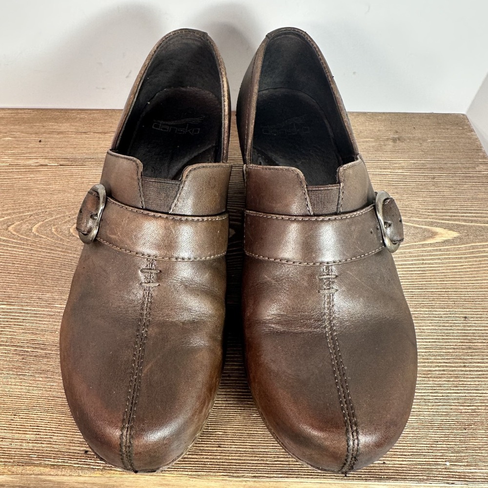 Dansko Tamara Professional Clogs Womens 36 Buckle Brown Leather Nurse Comfort - Picture 4 of 8